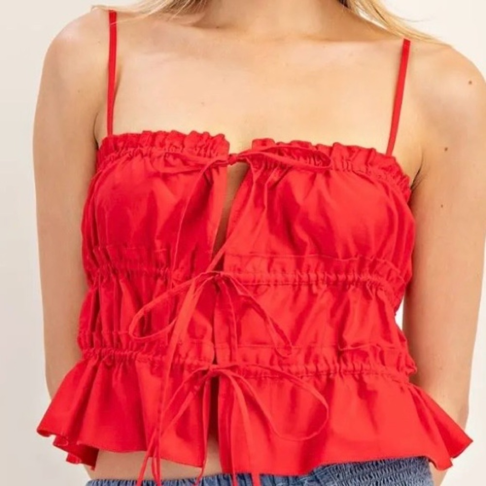 Eesome Red Ruffled Camisole Top
